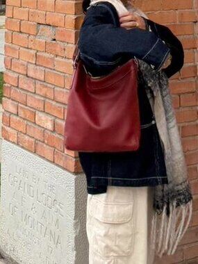 Coach Red Leather Legacy Slim Duffle Shoulder Bag